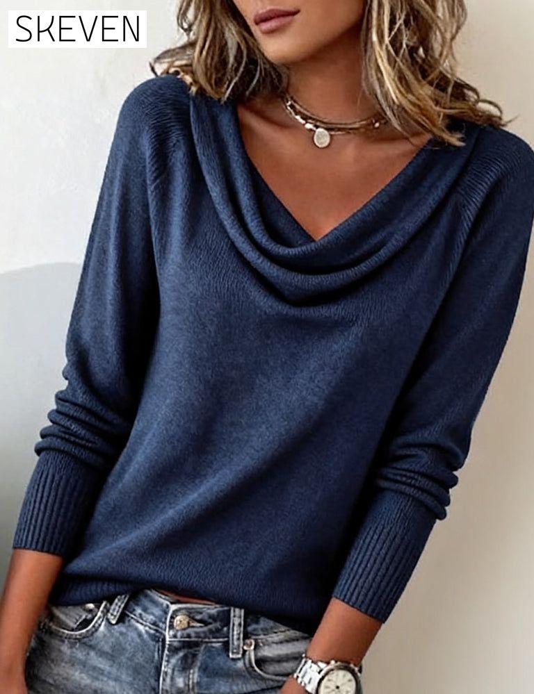 Fashionable Long-Sleeved Pile Collar Jumper