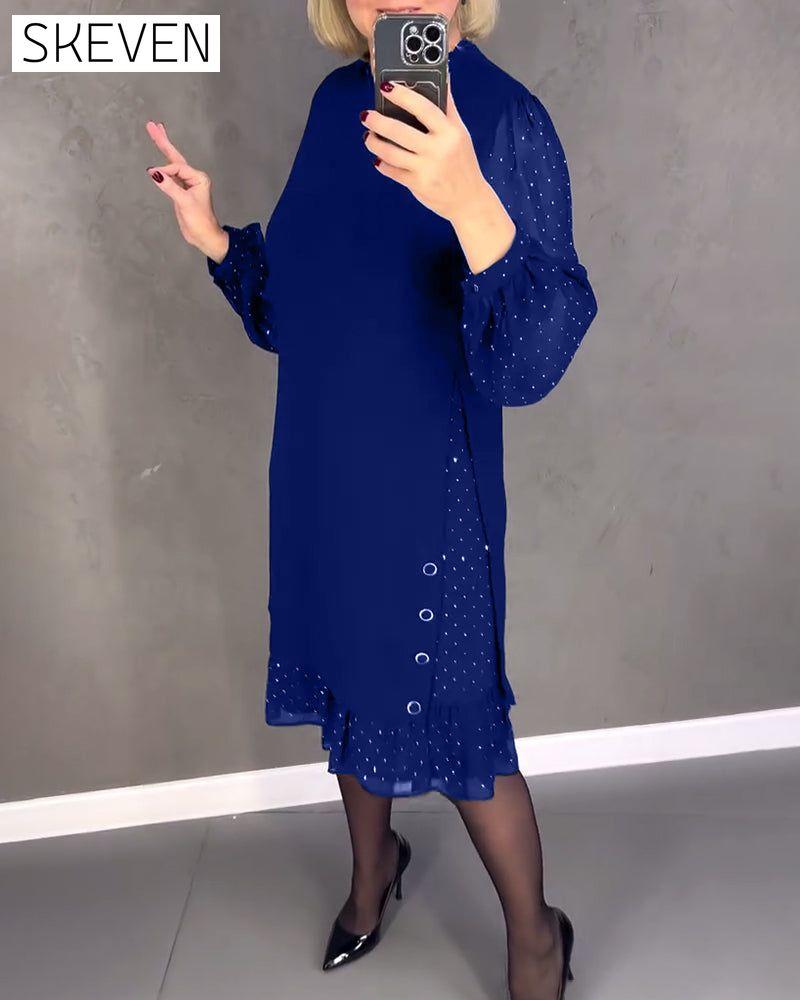 Langärmeliges Kleid mit Polka-Dots
