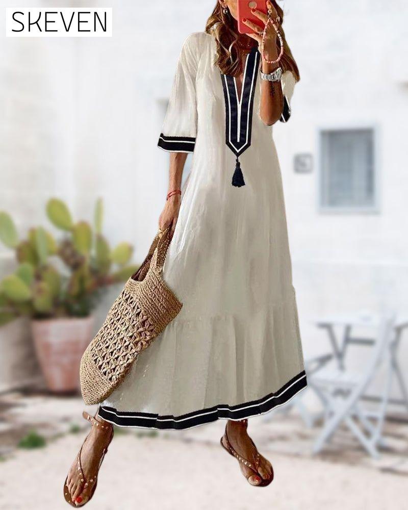 Sailor Blue White Tassel Dress Casual Dresses Clothes Dresses SALE Spring Summer