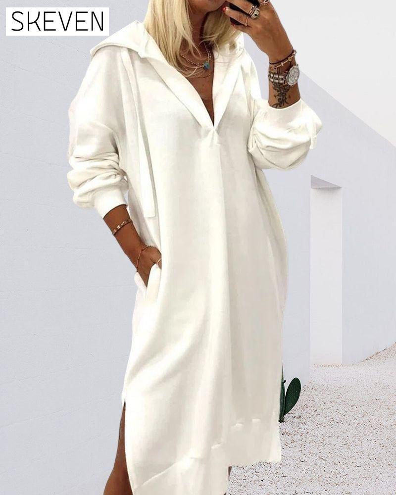 Solid color hoodie dress 2022 f/w 23BF casual dresses Clothes Dresses
