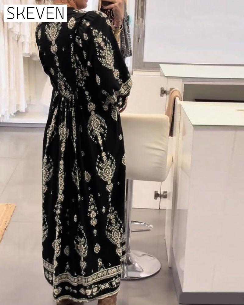 Casual Print Loose Pocket Dress