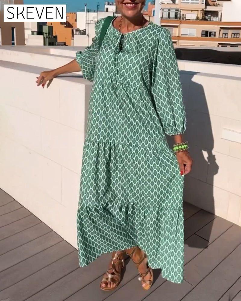 Modisches Kleid mit Rundhalsausschnitt und Print