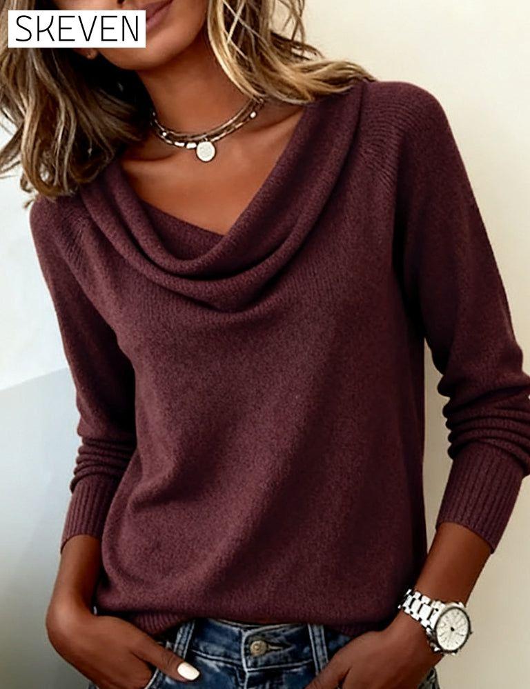 Fashionable Long-Sleeved Pile Collar Jumper