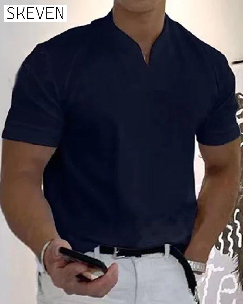 T-shirt uni à col en V