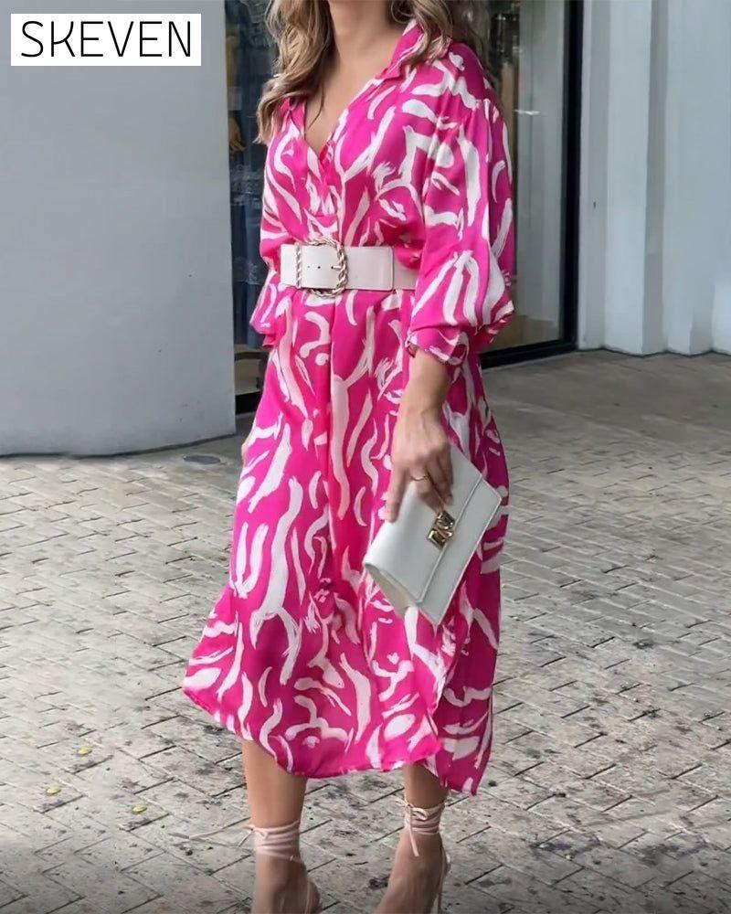 Lapel fashion dress in print 23BF Casual Dresses Clothes Dresses SALE Spring Summer