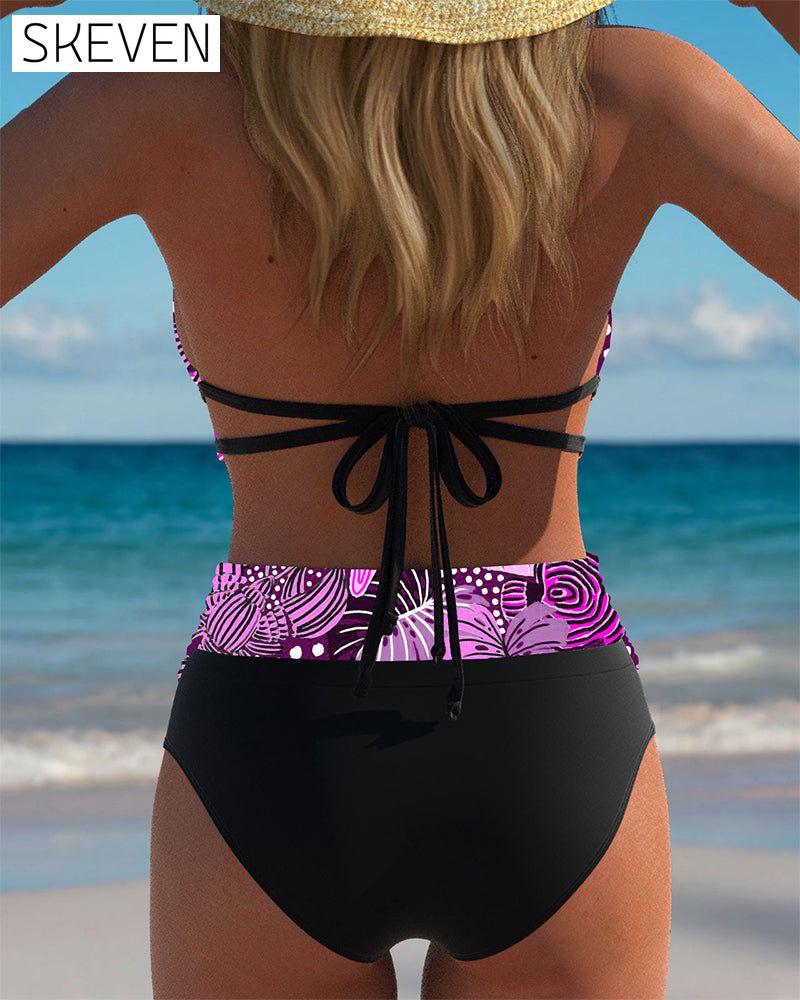 Bikini imprimé sexy à dos nu