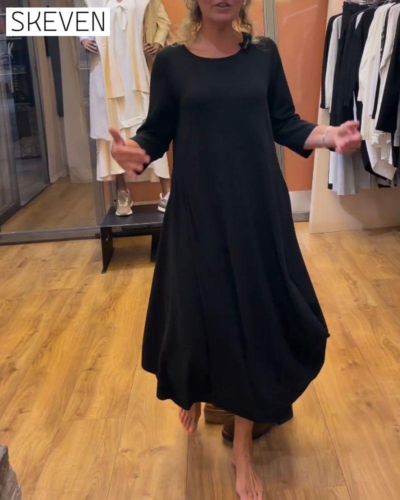 Long-sleeved crew neck dress