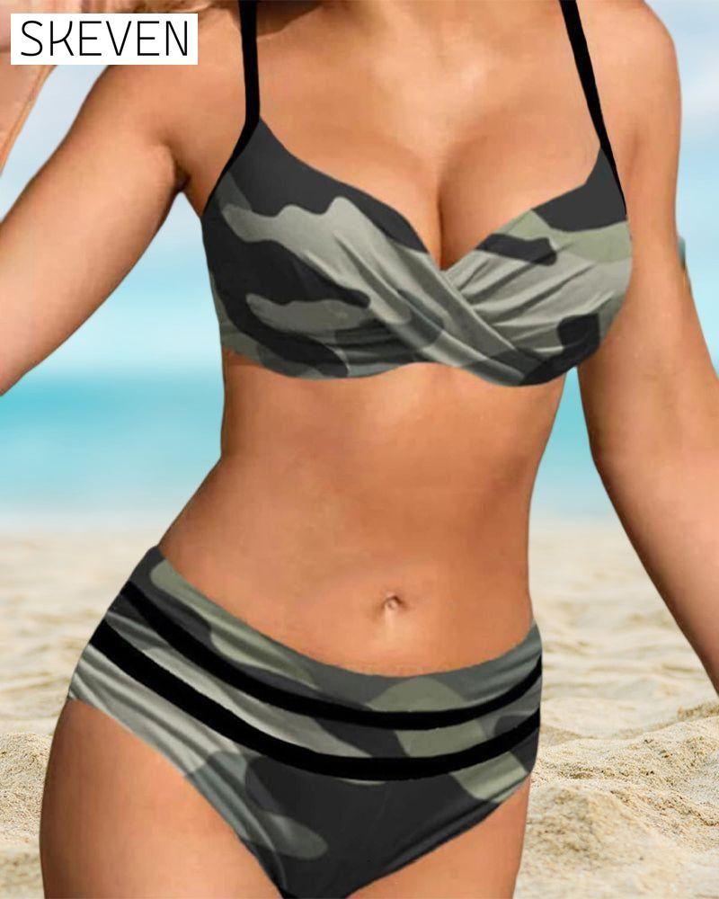 Strap Camouflage Print Bikinis 23BF bikinis Clothes Summer Swimwear