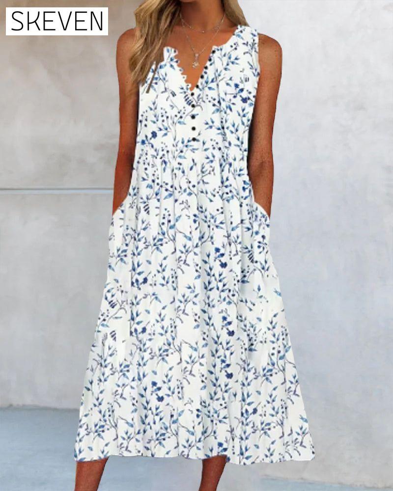 Floral print button tank dress 23BF Casual Dresses Clothes Dresses Spring Summer