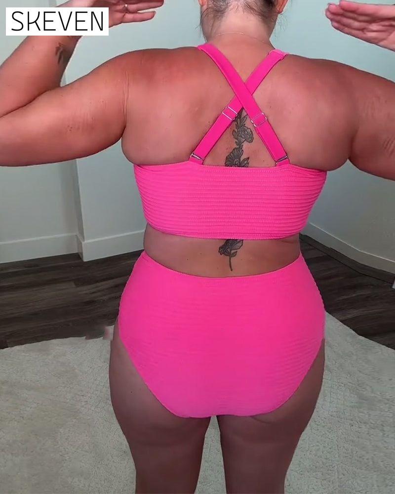 Lässiger einfarbiger Triangel-Bikini
