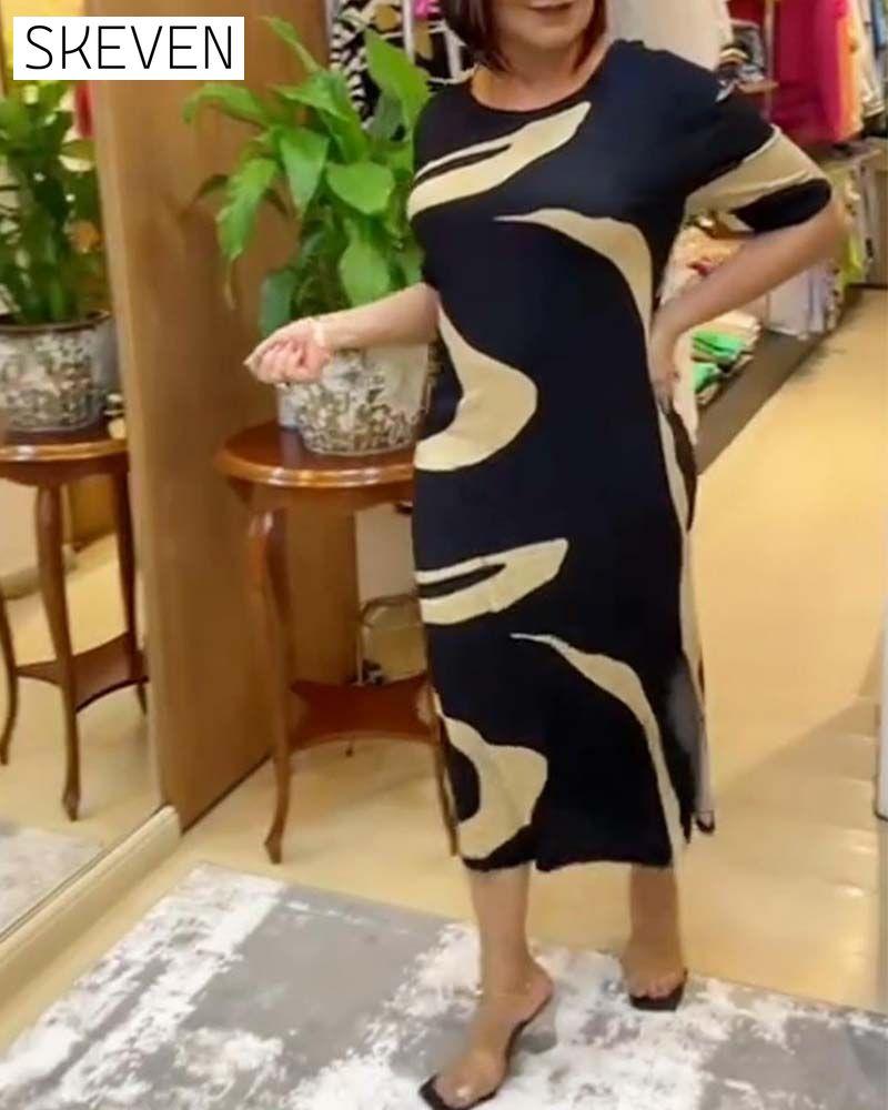 Casual print slit dress