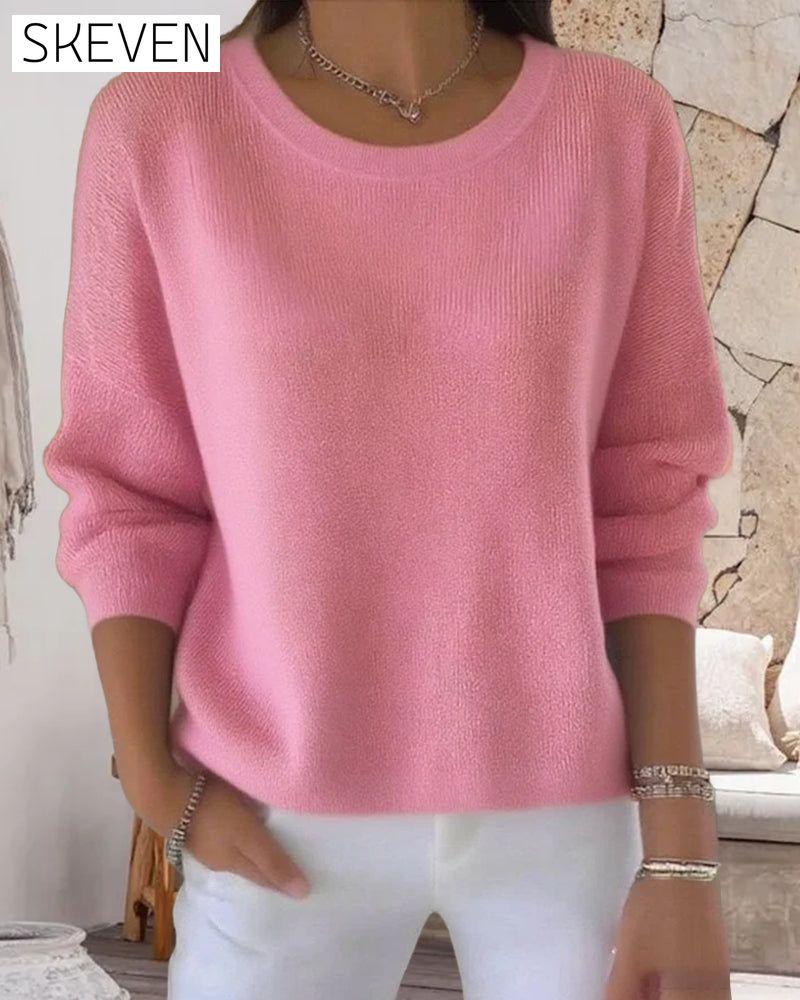 Pullover mit Rundhalsausschnitt und überschnittenen Schultern