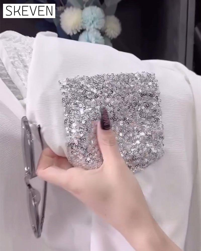 Chemise à manches longues à sequins et revers