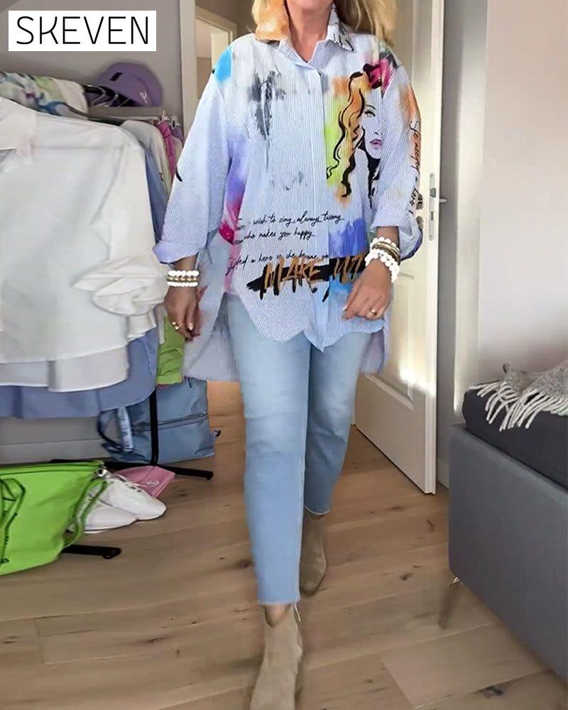 Langarmshirt mit Porträtdruck