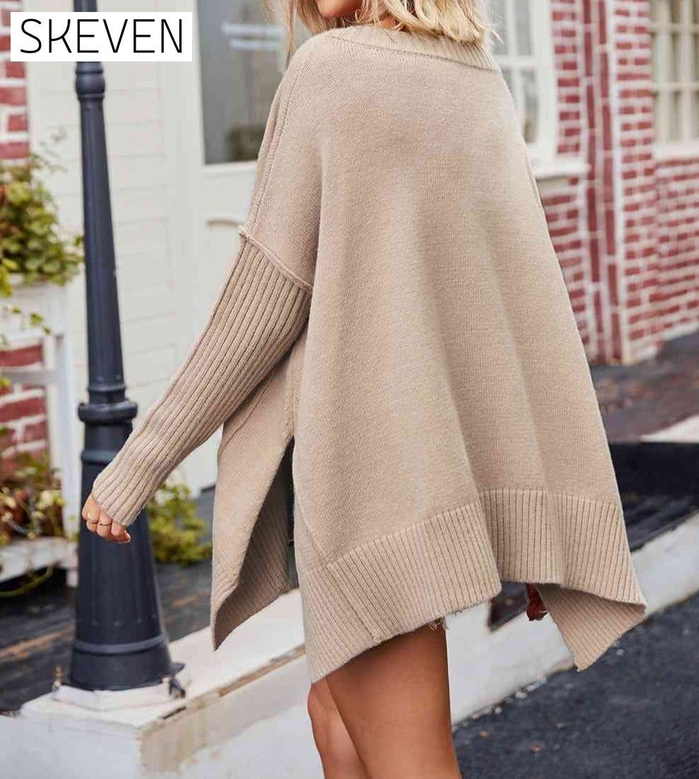 V-Neck Slit Exposed Seam Sweater Cardigan clothes SF Knit Ship From Overseas Sweater Sweaters
