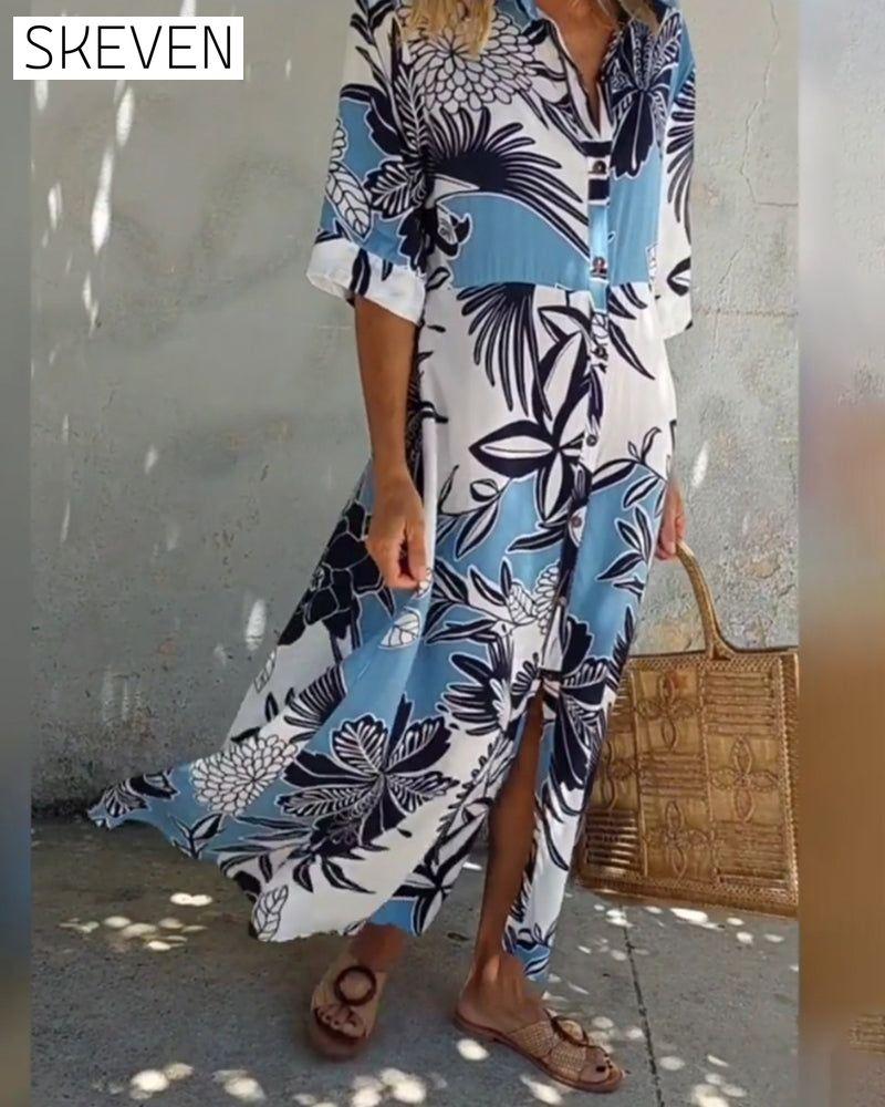 Lässiges Hemdkleid mit Blumenmuster 