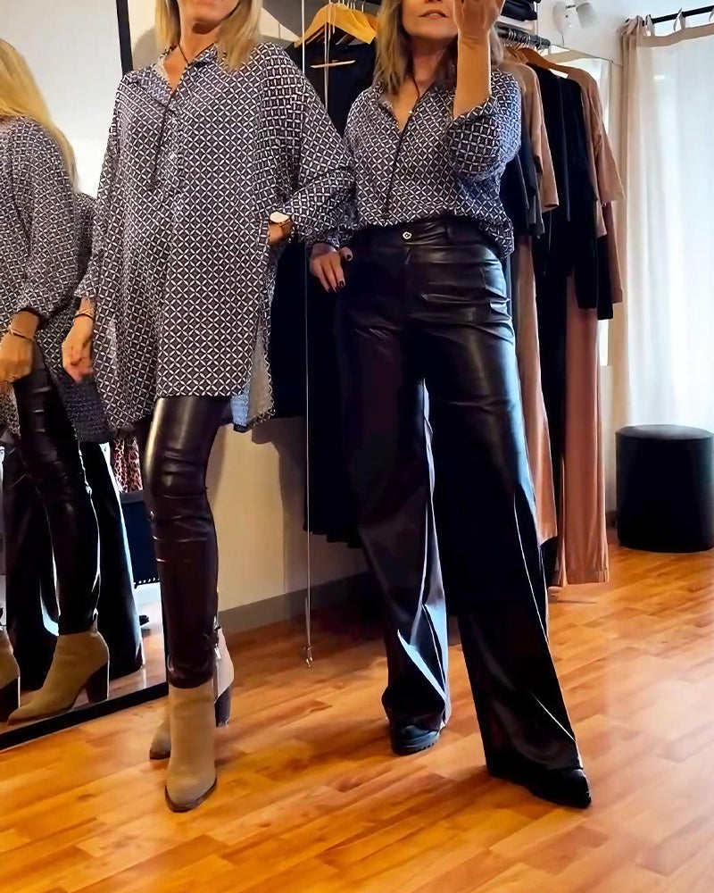 Loose-Fitting Diamond-Patterned Shirt
