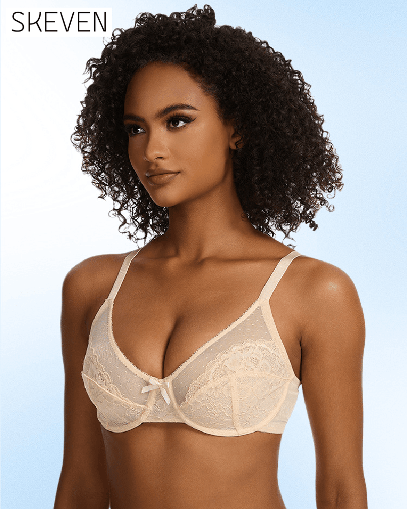 Mesh Lace Gathered Bra