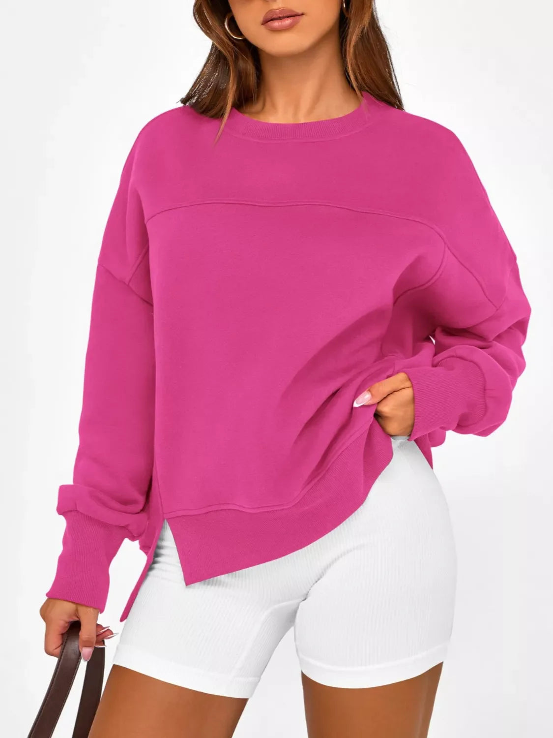 Lässiges Sweatshirt mit Seitenschlitz