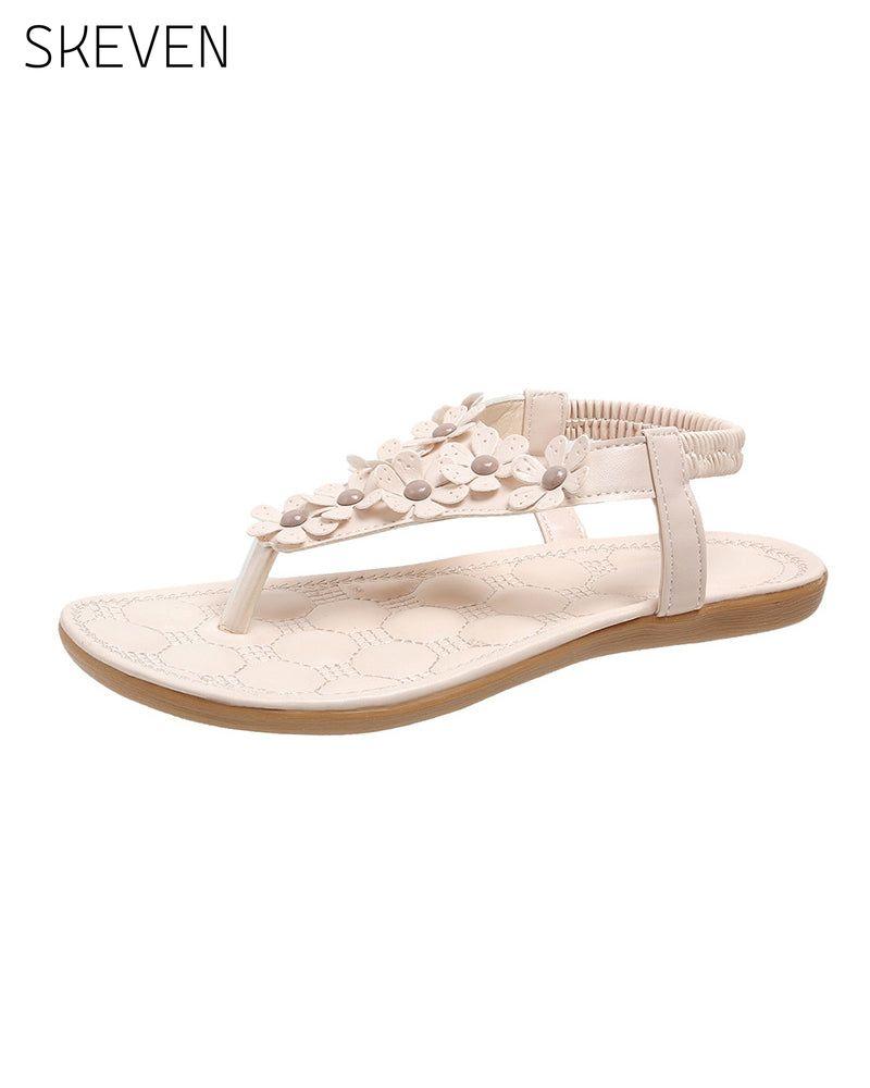 Beach Sandals with 3D Flowers