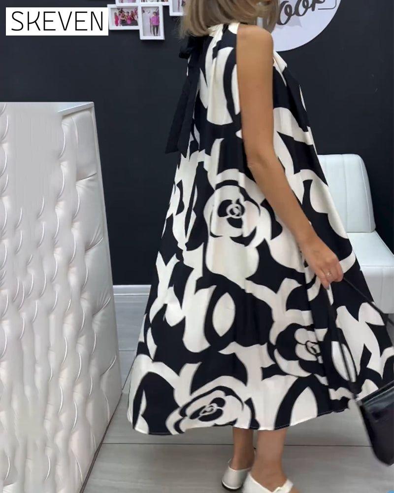Ärmelloses, elegantes Kleid mit Print