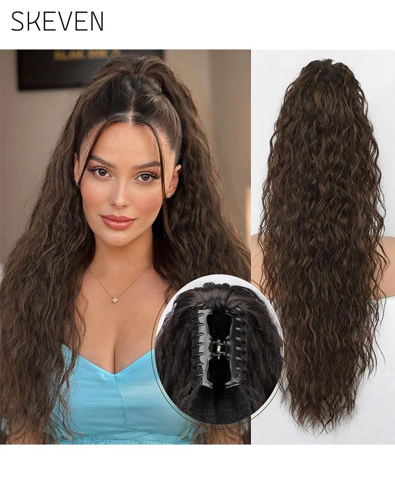 Extension de cheveux bouclés, ondulés et frisés avec queue de cheval