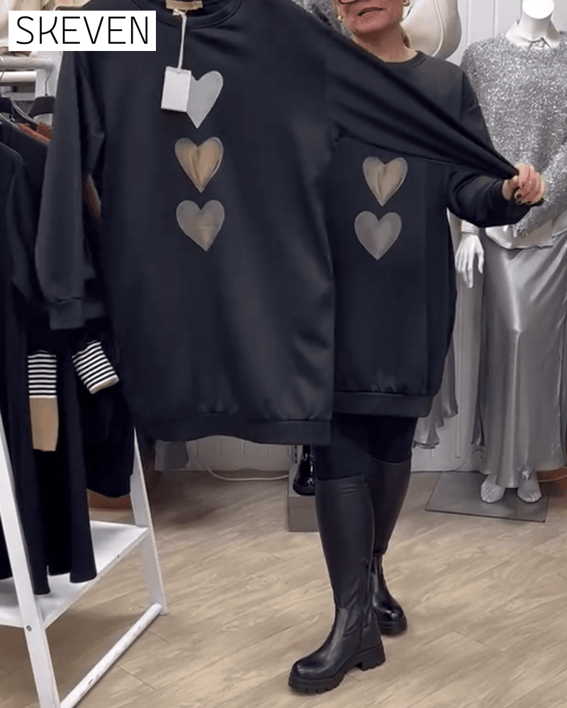 Casual Heart Pattern Shift Dress