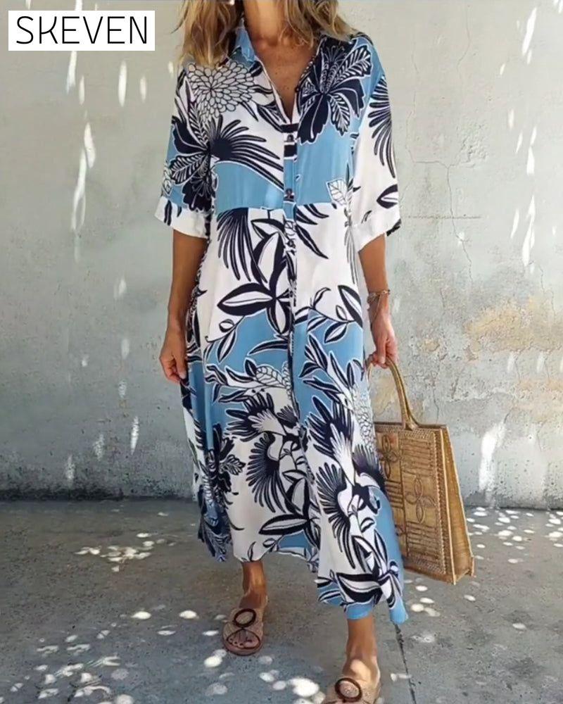 Lässiges Hemdkleid mit Blumenmuster 
