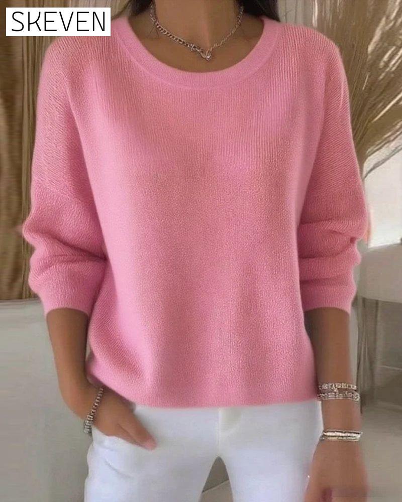Pullover mit Rundhalsausschnitt und überschnittenen Schultern