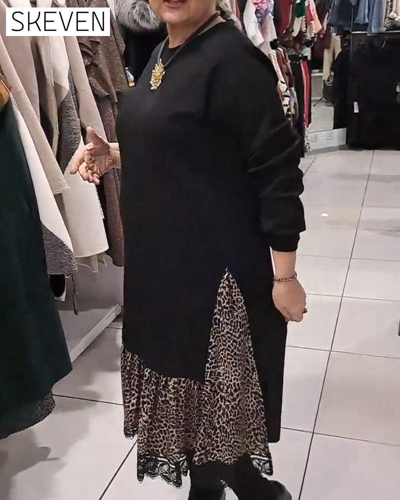 Robe ample grande taille à imprimé léopard