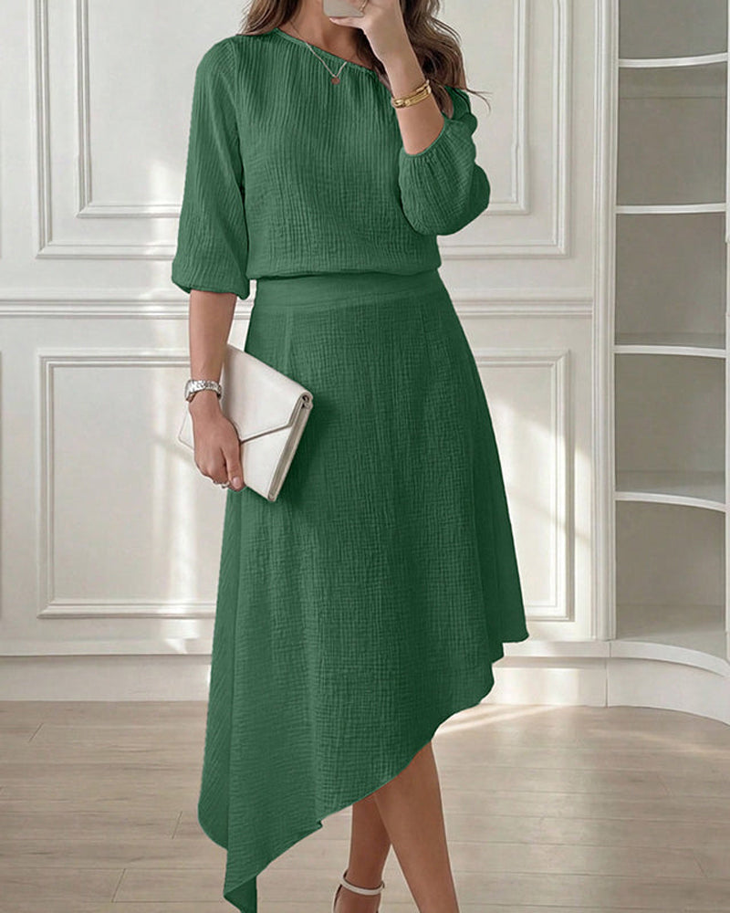 One-Shoulder Asymmetric Skirt Set