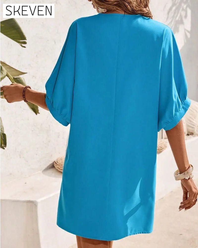 Lässiges, einfarbiges, gerades Kleid
