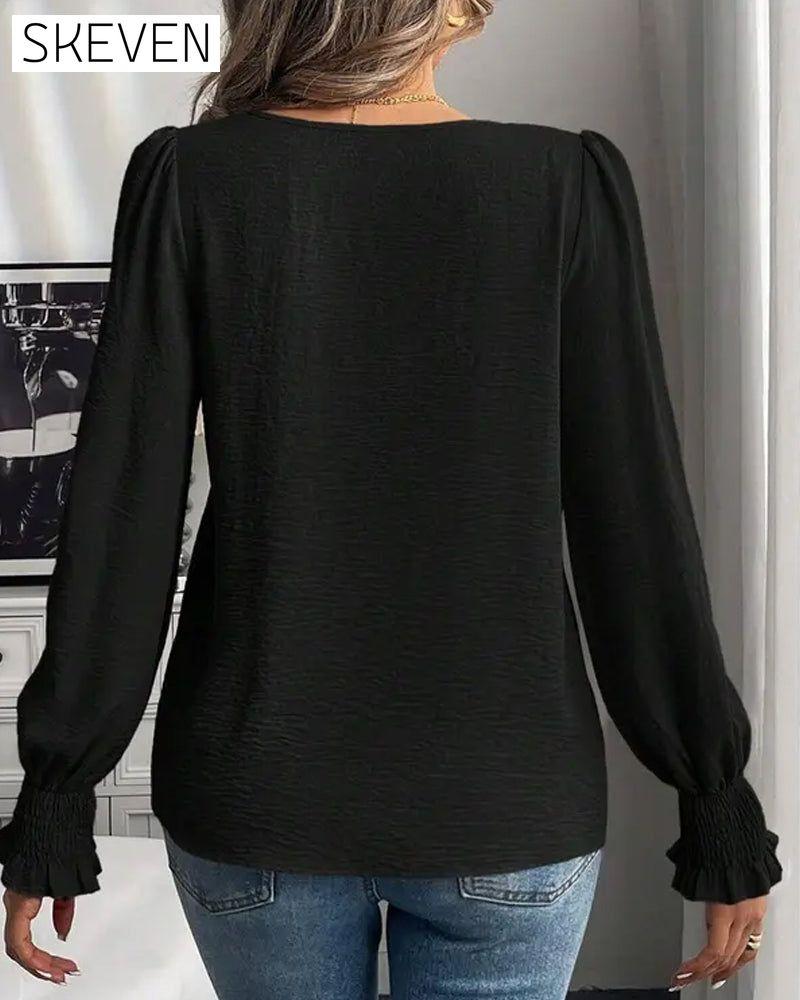 Women's Plain Casual Round Neck Top