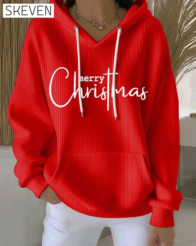 Casual Lettering Long-Sleeved Hoodie