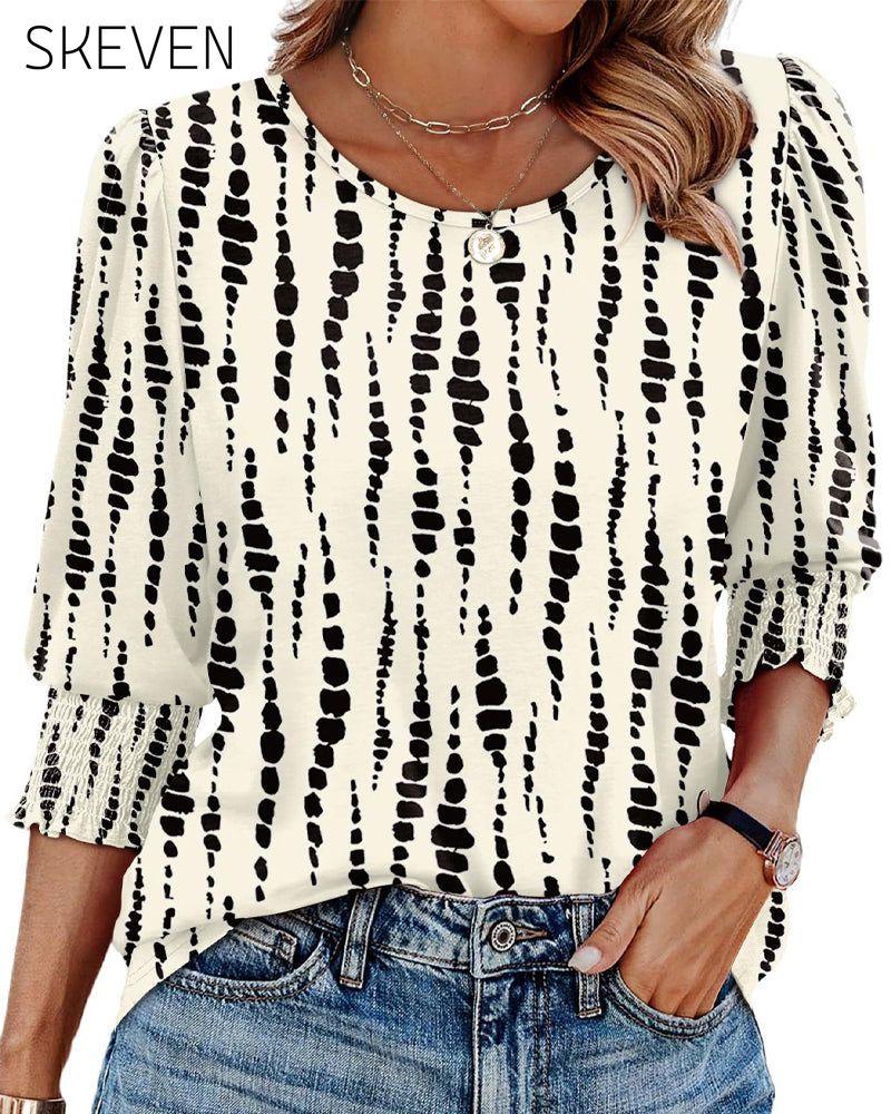 Puff Sleeve Printed Blouse
