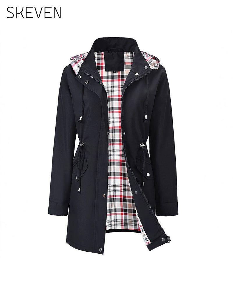 Wasserdichte, lange Trenchcoats mit Kapuze für Damen