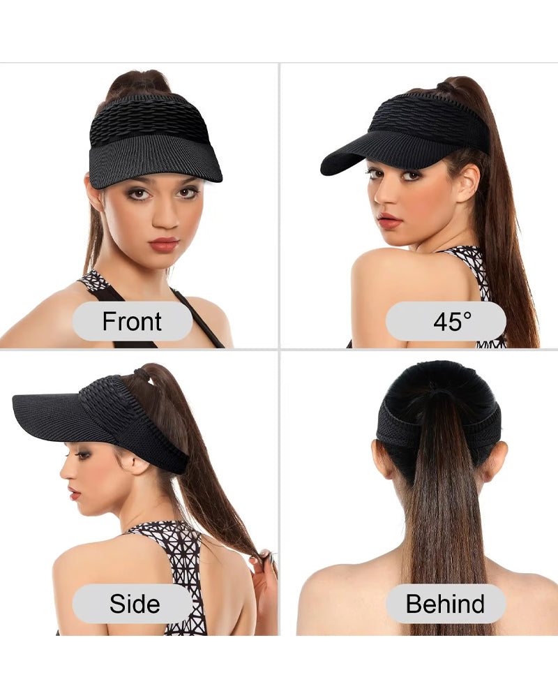 Women's High Ponytail Sun Visor Hats