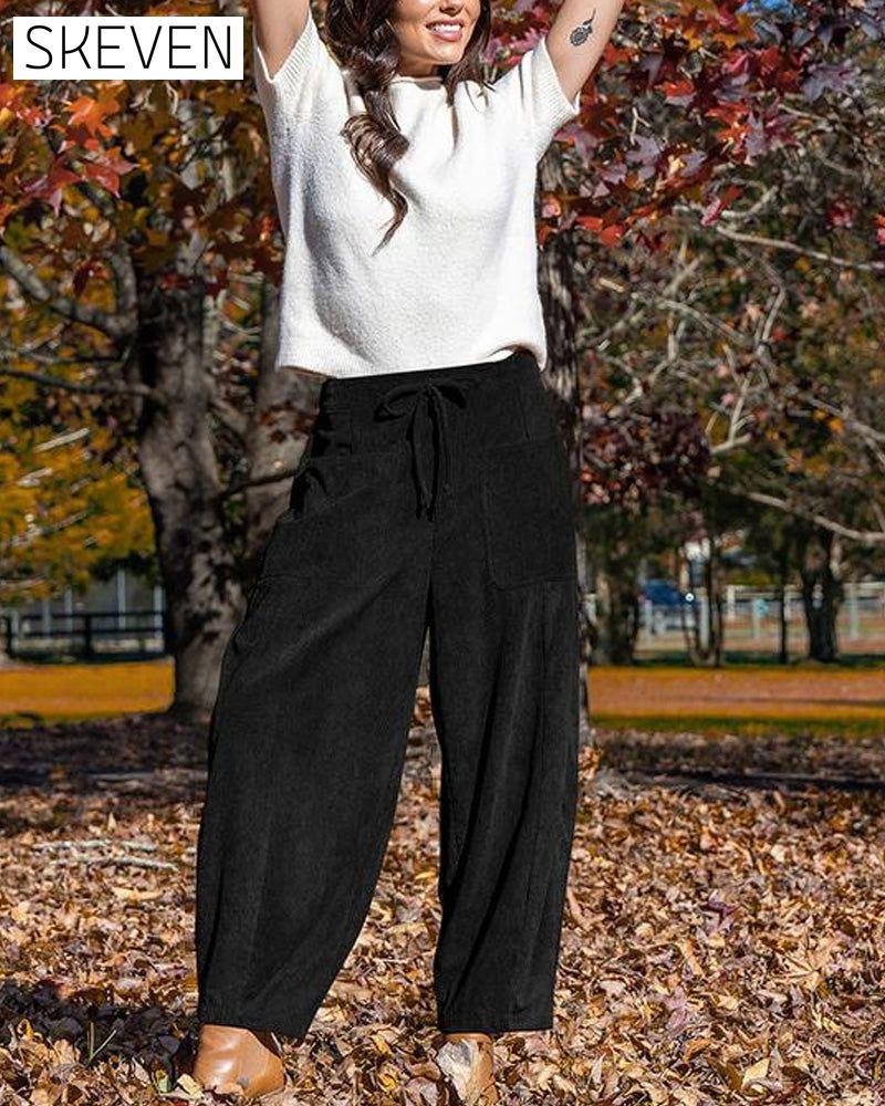 Pantalon large en velours côtelé pour femme 