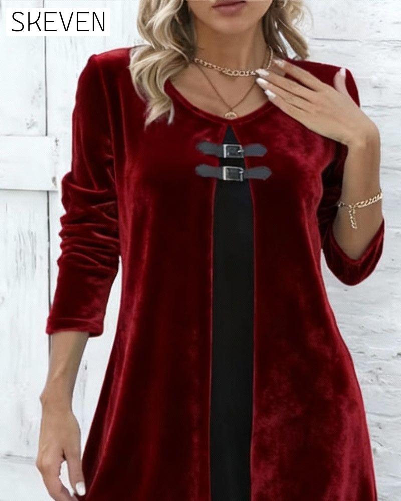 Zweiteiliges Kleid aus Samtimitat