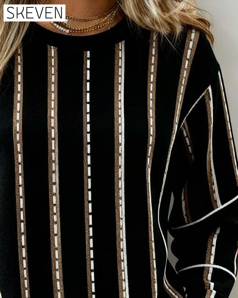Sweatshirt mit vertikalen Streifen und Rundhalsausschnitt