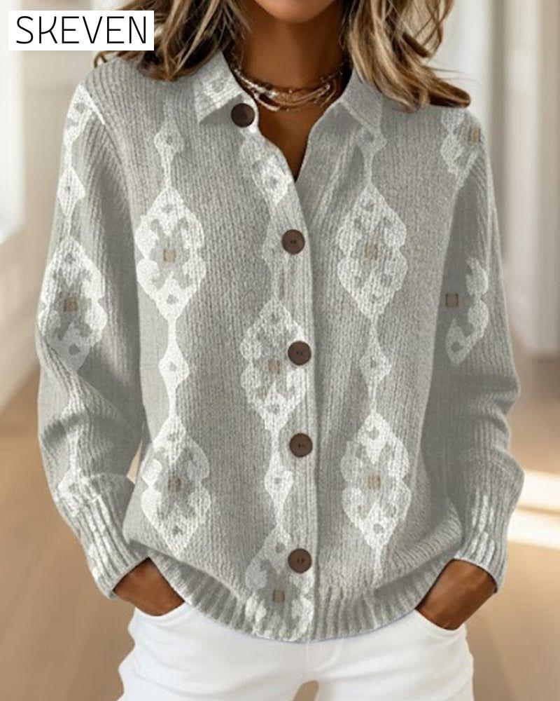 Strickjacke mit Polokragen, einreihig