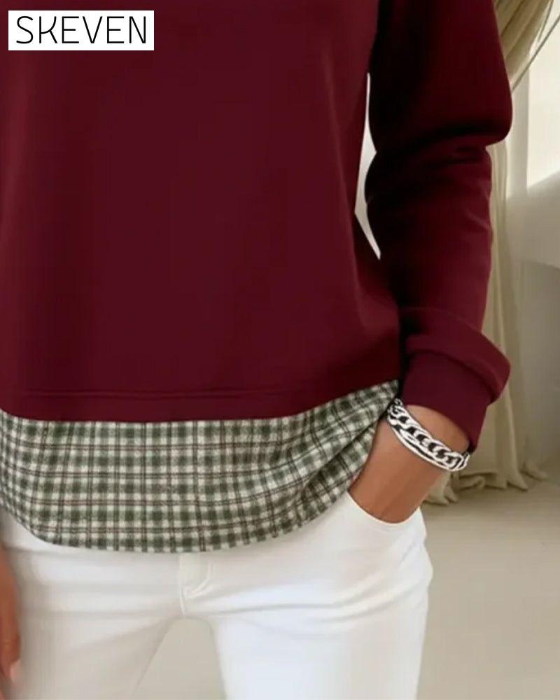 kariertes Sweatshirt im Patchwork-Look