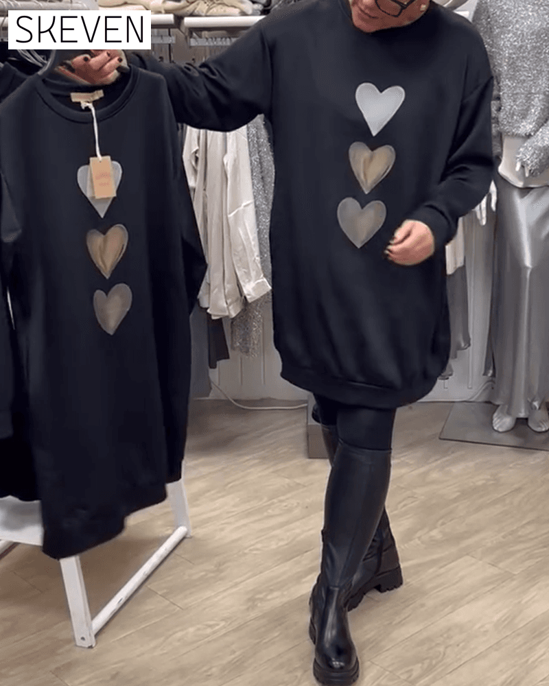 Casual Heart Pattern Shift Dress