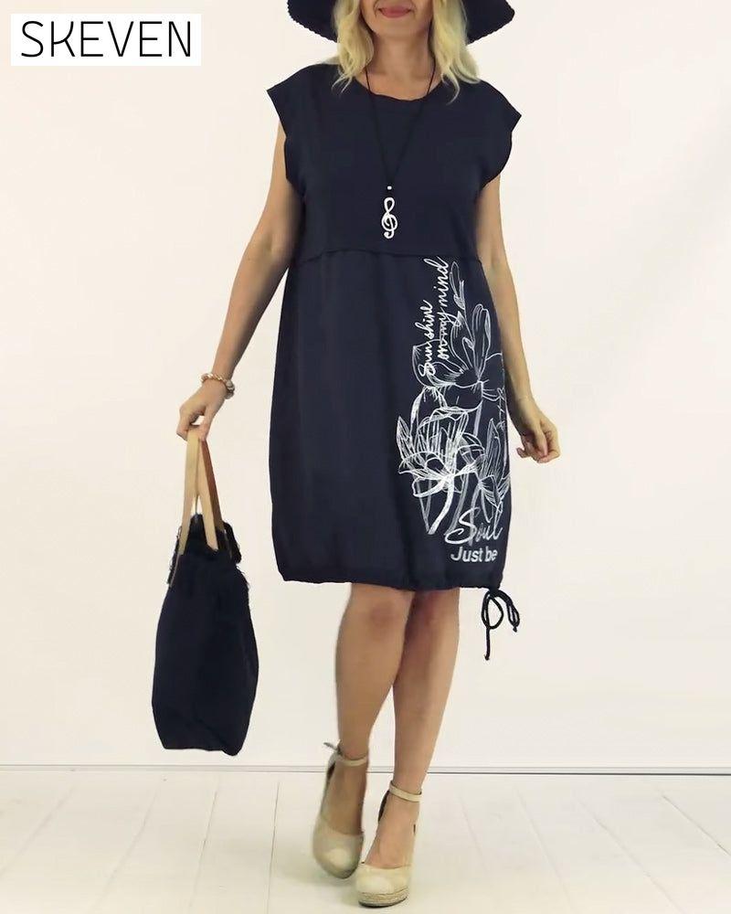 Ärmelloses Kleid mit Rundhalsausschnitt und Printmuster