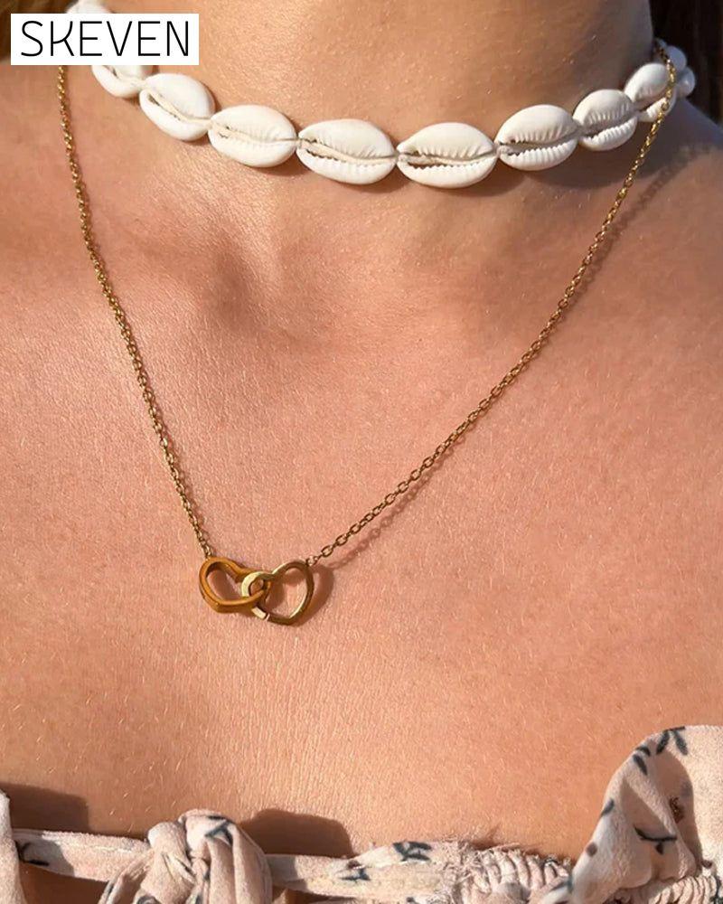 Ball Rose Box - With Engraved Double Heart Necklace