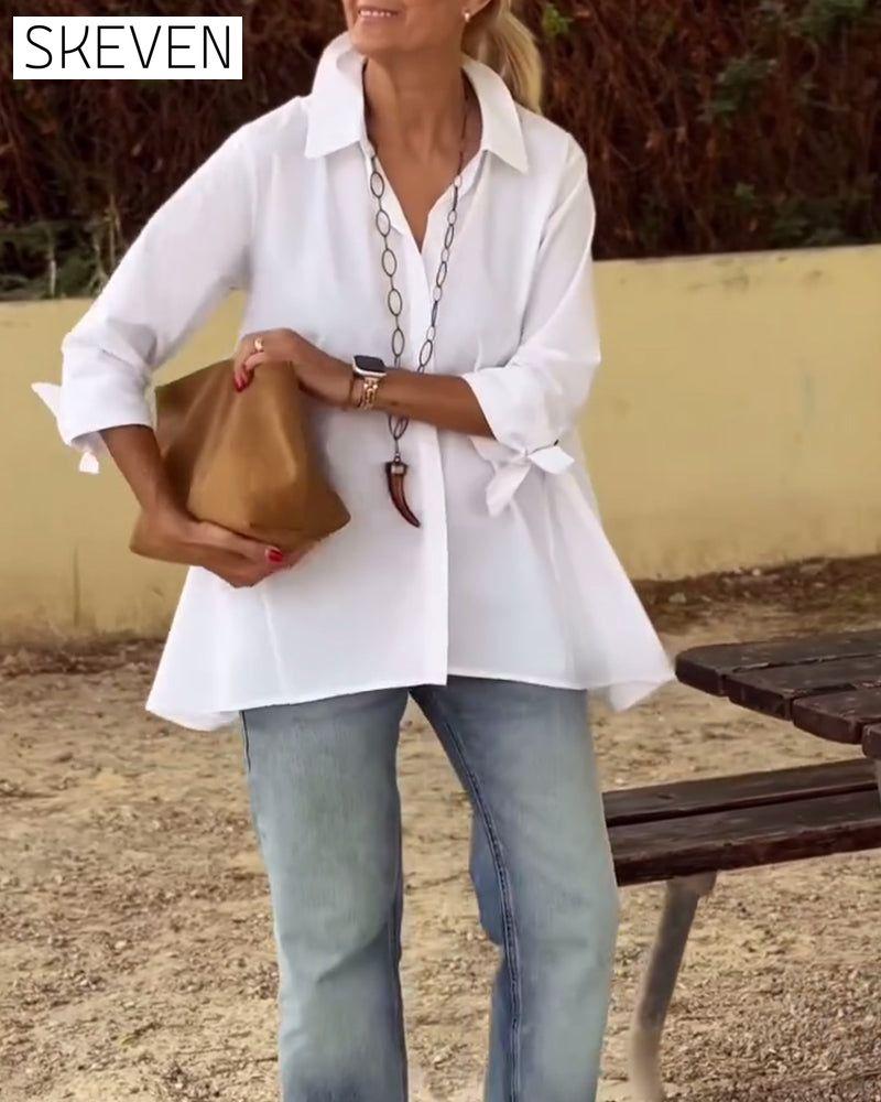 Chemise décontractée à manches longues et revers