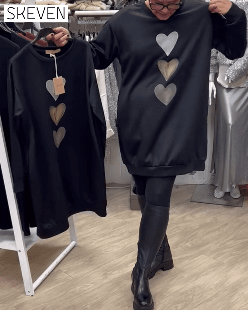 Casual Heart Pattern Shift Dress