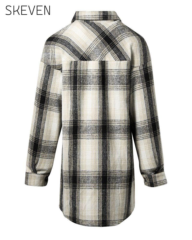 Casual plaid print pocket shirt