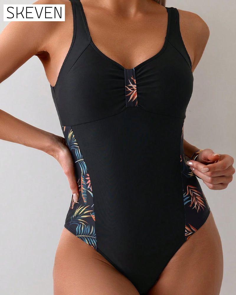 Sleeveless Printed One-Piece Swimsuit