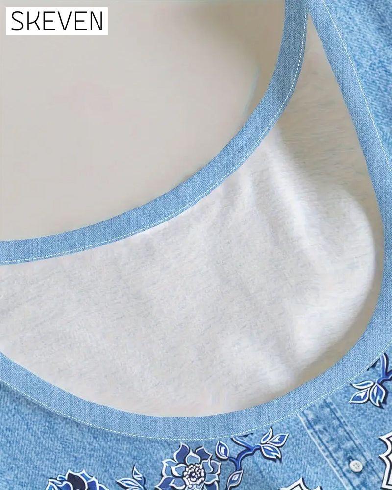 sleeveless Imitation Denim Dress